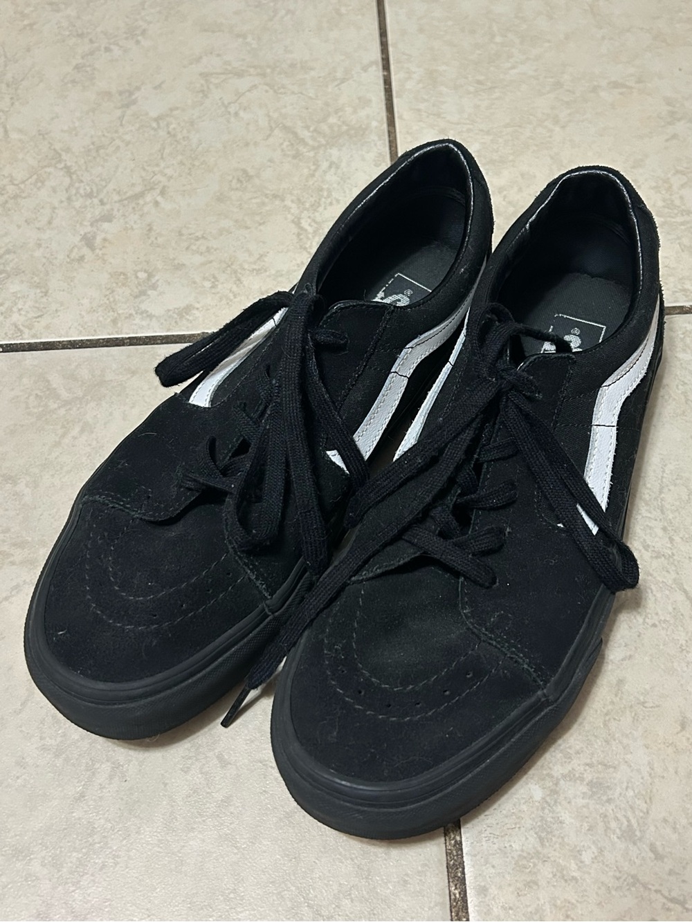 Vans Black Suede Low-Top Sneakers with White Side Stripe